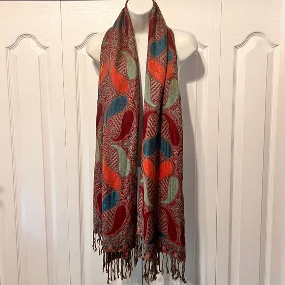 Pashmina Cashmere Scarf-Beautiful Bright Colors-27" x 86"- Warm/Cozy-Versatile - Picture 9 of 16